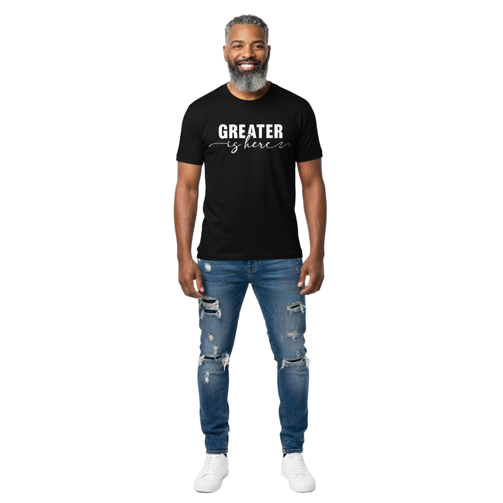 Greater Is Here (Unisex Black Short Sleeve Shirt)